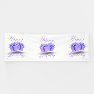 Happy Birthday Pretty Purple 4x12 Vinyl Banner
