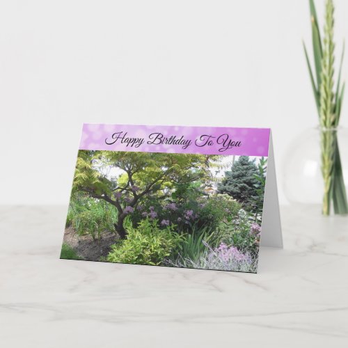 Happy Birthday Pretty Purple Field of Flowers Card