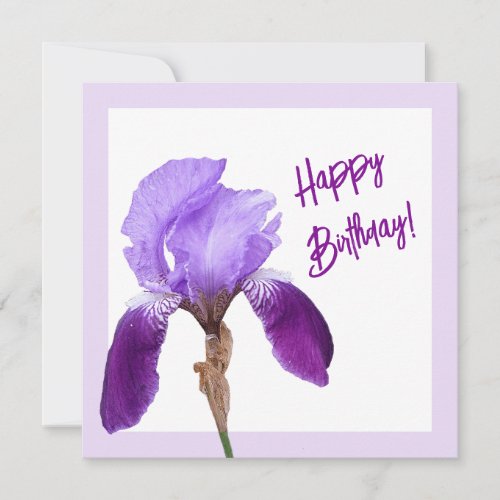 Happy birthday pretty purple iris floral boho cute card