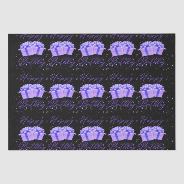 Happy Birthday Pretty Purple Tissue Paper (Front)