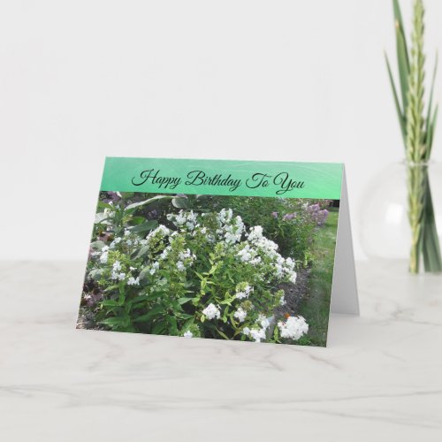 Happy Birthday Pretty White Field of Flowers Card