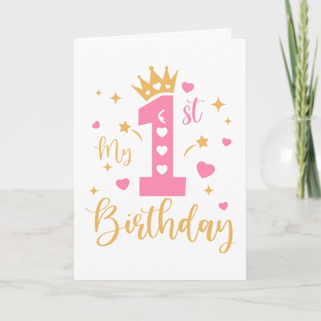 Happy Birthday Princess 1st Birthday Card (Front)