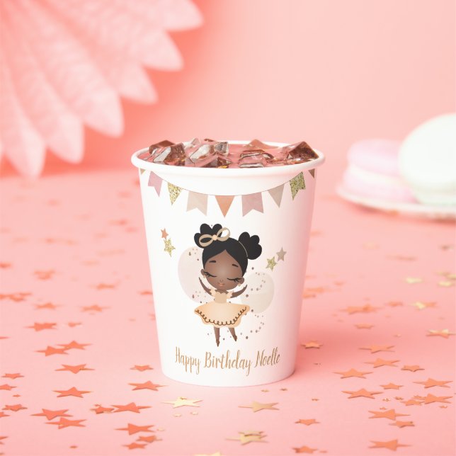 Happy Birthday! Princess Ballerina w/Bow Birthday Paper Cups (Insitu)