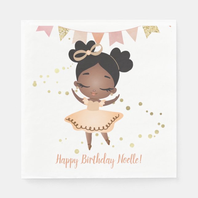 Happy Birthday! Princess Ballerina w/Bow Napkins (Front)
