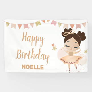 Happy Birthday! Princess Ballerina with Bow Banner