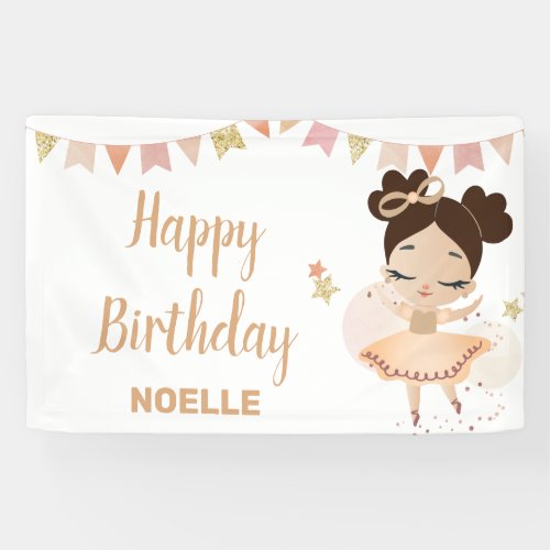 Happy Birthday Princess Ballerina with Bow  Banner