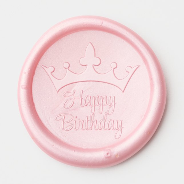 Happy Birthday Princess Crown Monogram Wax Seal Sticker (Front)