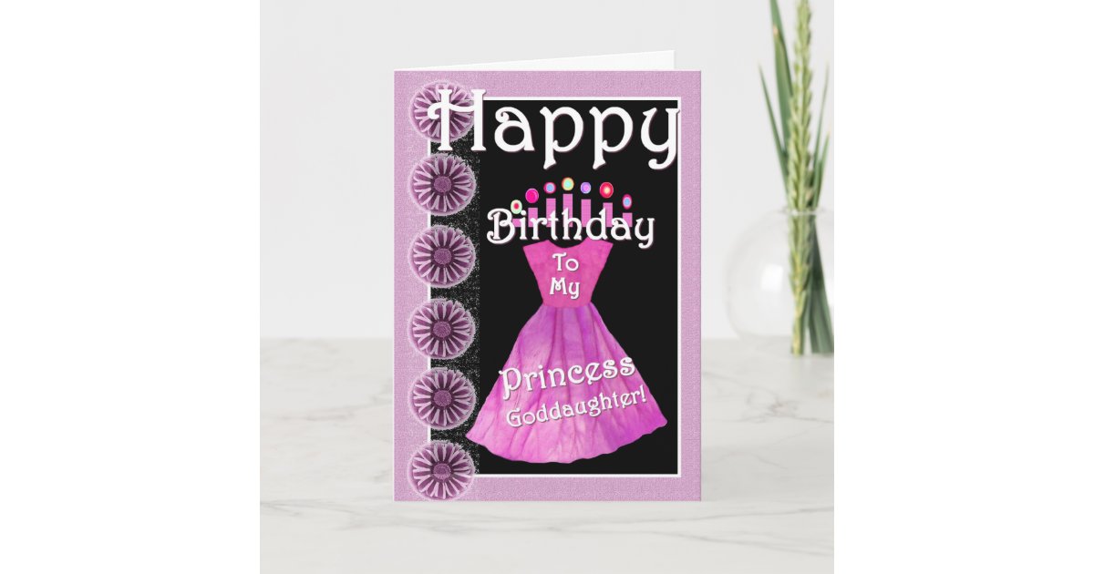 Happy Birthday Princess Goddaughter Pink Dress Card Zazzle Com