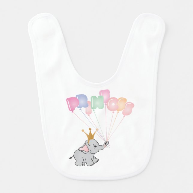 Happy Birthday Princess Images Baby Elephant Baby Bib (Front)