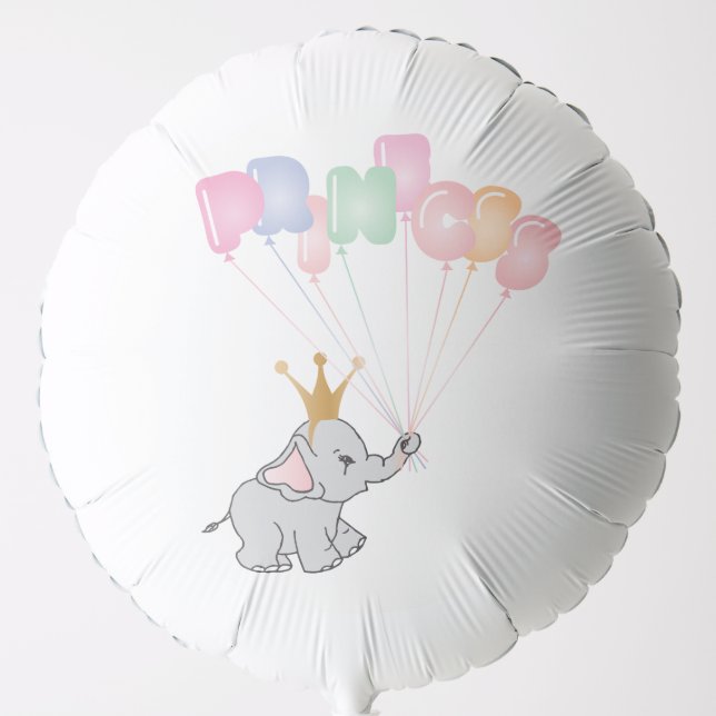 Happy Birthday Princess Images Baby Elephant Balloon (Front)