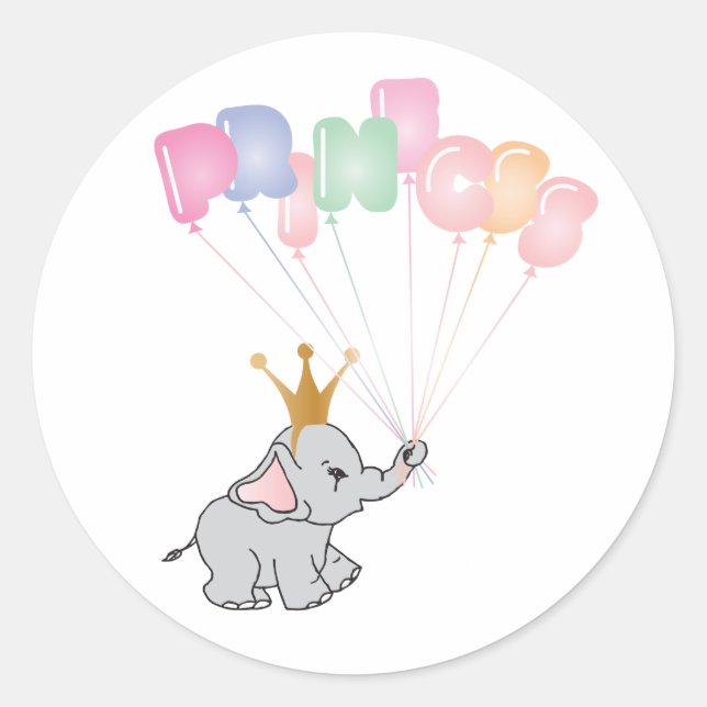 Happy Birthday Princess Images Baby Elephant Classic Round Sticker (Front)