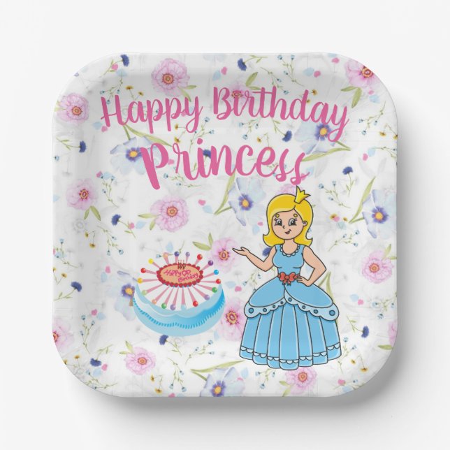 Happy Birthday Princess  Paper Plates (Front)