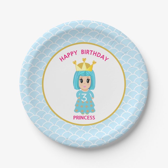 Happy Birthday Princess Paper Plates (Front)