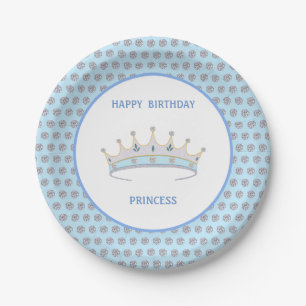 Happy Birthday Princess & Tiara & Diamond Confetti Paper Plates