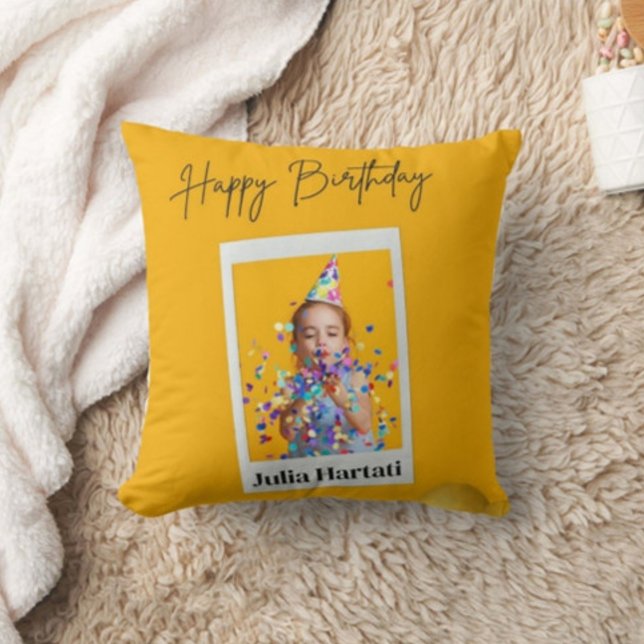 Happy birthday Print Modern White Pillow  (Creator Uploaded)