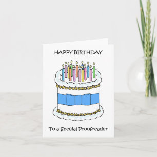 Happy Birthday Proofreader Cake and Candles Card