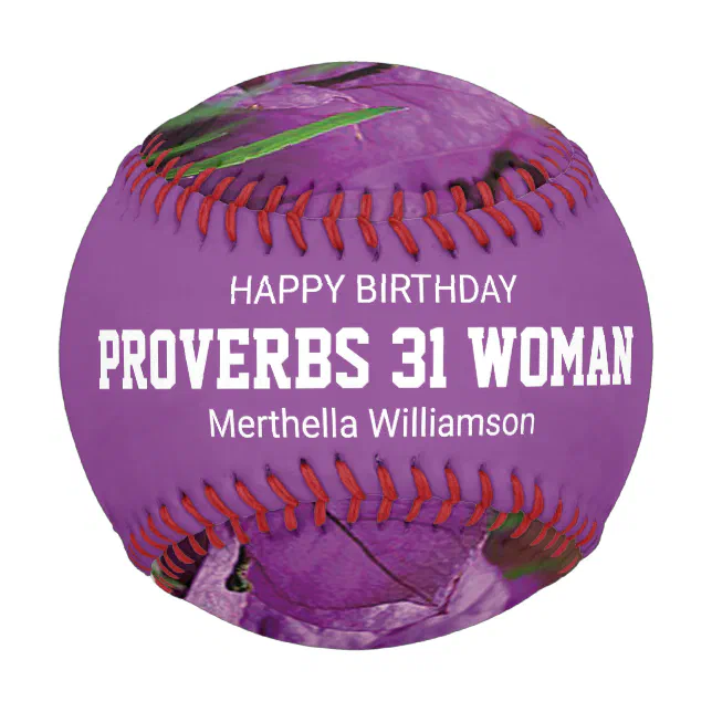 Happy Birthday PROVERBS 31 Custom Purple Floral Baseball | Zazzle