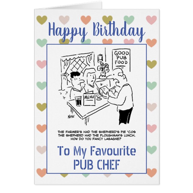 Happy Birthday Pub Chef Cards (Front)
