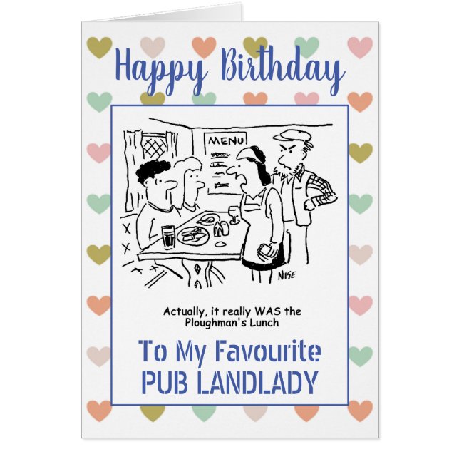 Happy Birthday Pub Landlady Cards (Front)