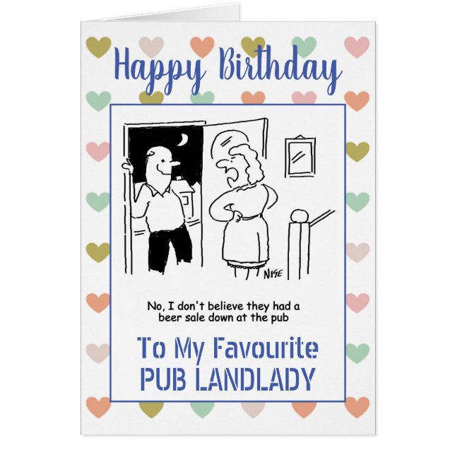 Happy Birthday Pub Landlady Cards (Front)