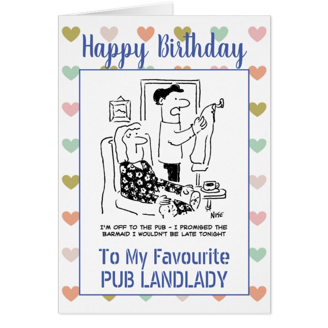 Happy Birthday Pub Landlady Cards (Front)
