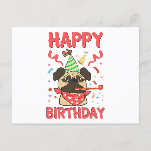 Happy Birthday Pug Bulldog Postcard