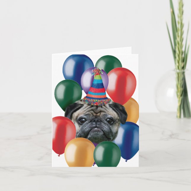 Happy Birthday pug dog Card (Front)