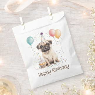 Happy Birthday Pug Dog Favor Bag