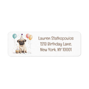 Happy Birthday Pug Dog Label