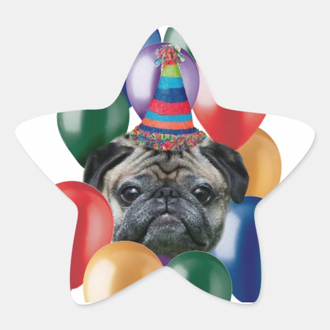 Happy birthday Pug dog Stickers (Front)