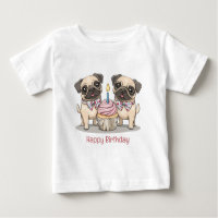 Happy Birthday Pug Dogs Cupcake
