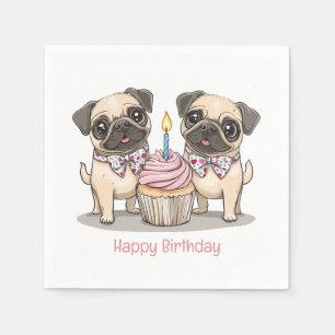 Happy Birthday Pug Dogs Cupcake Napkins