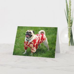 Happy Birthday Pug in Hawaiian Shirt Card