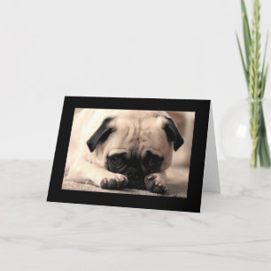 Happy Birthday Pug Puppy Dog Black Greeting Card