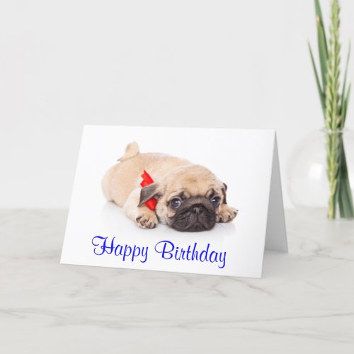 Happy Birthday Pug Puppy Dog Card