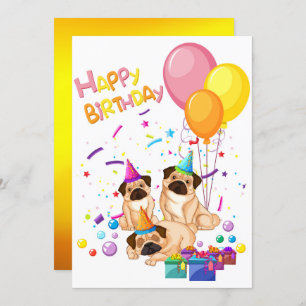 Happy Birthday Pugs Invitation