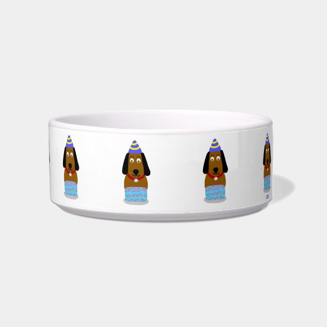 Happy Birthday Pup Ceramic Pet Bowl (Right)