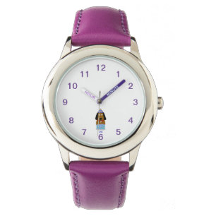 Happy Birthday Pup Kids Purple Leather Strap Watch