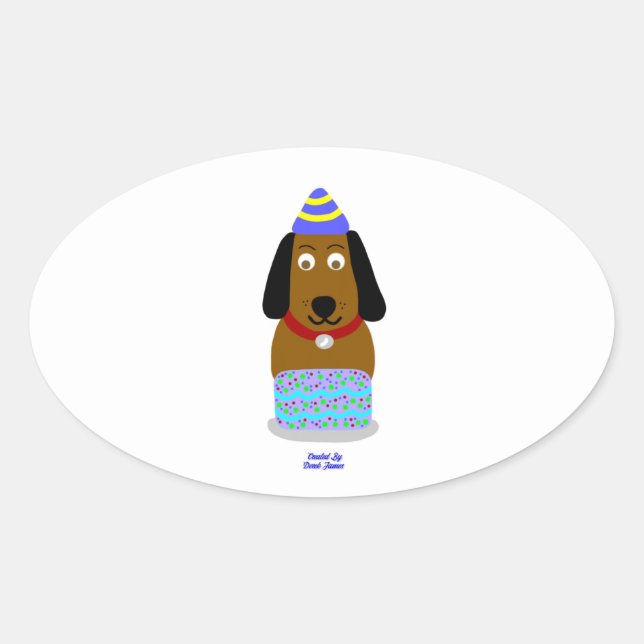 Happy Birthday Pup Oval Sticker (Front)