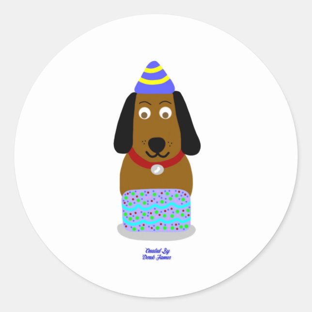 Happy Birthday Pup Round Sticker (Front)