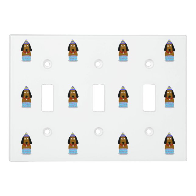 Happy Birthday Pup Triple Light Switch Cover (Front)