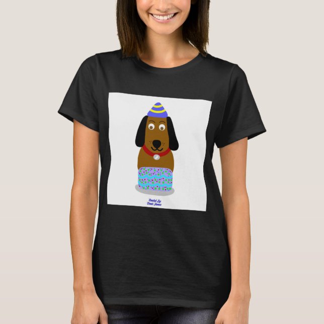 Happy Birthday Pup Women's Black Basic T Shirt (Front)