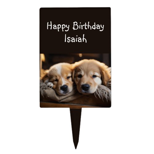 Happy Birthday Puppy Dog Pet Animal Custom Name Cake Topper