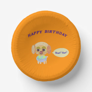 Happy Birthday Puppy Paper Bowls