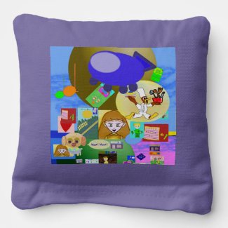 Happy Birthday Puppy Spaceship Cornhole Bags
