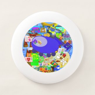 Happy Birthday Puppy Spaceship Frisbee 