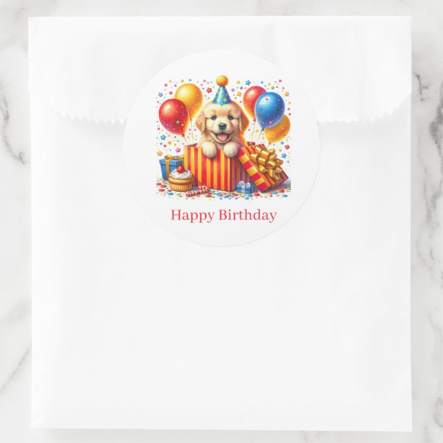 Happy Birthday Puppy Stickers (Bag)