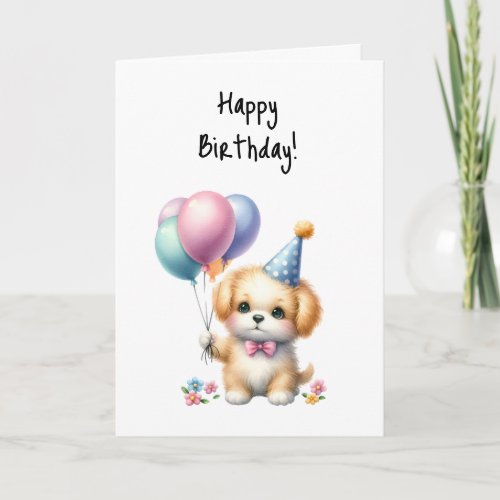 Happy Birthday Puppy Woof Celebrate Party  Card