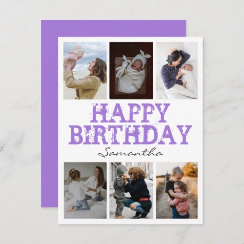 Happy Birthday Purpl 6 Photo Collage Greeting Card