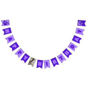 Happy Birthday Purple Balloons Party Photo Bunting Flags